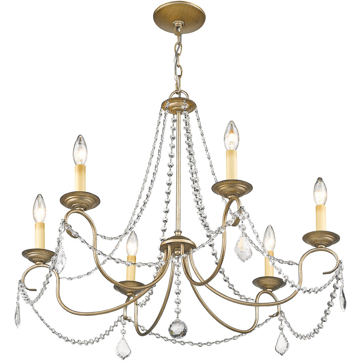 Pennington 6 Light 28 inch Hand Painted Antique Silver Leaf Chandelier Ceiling Light