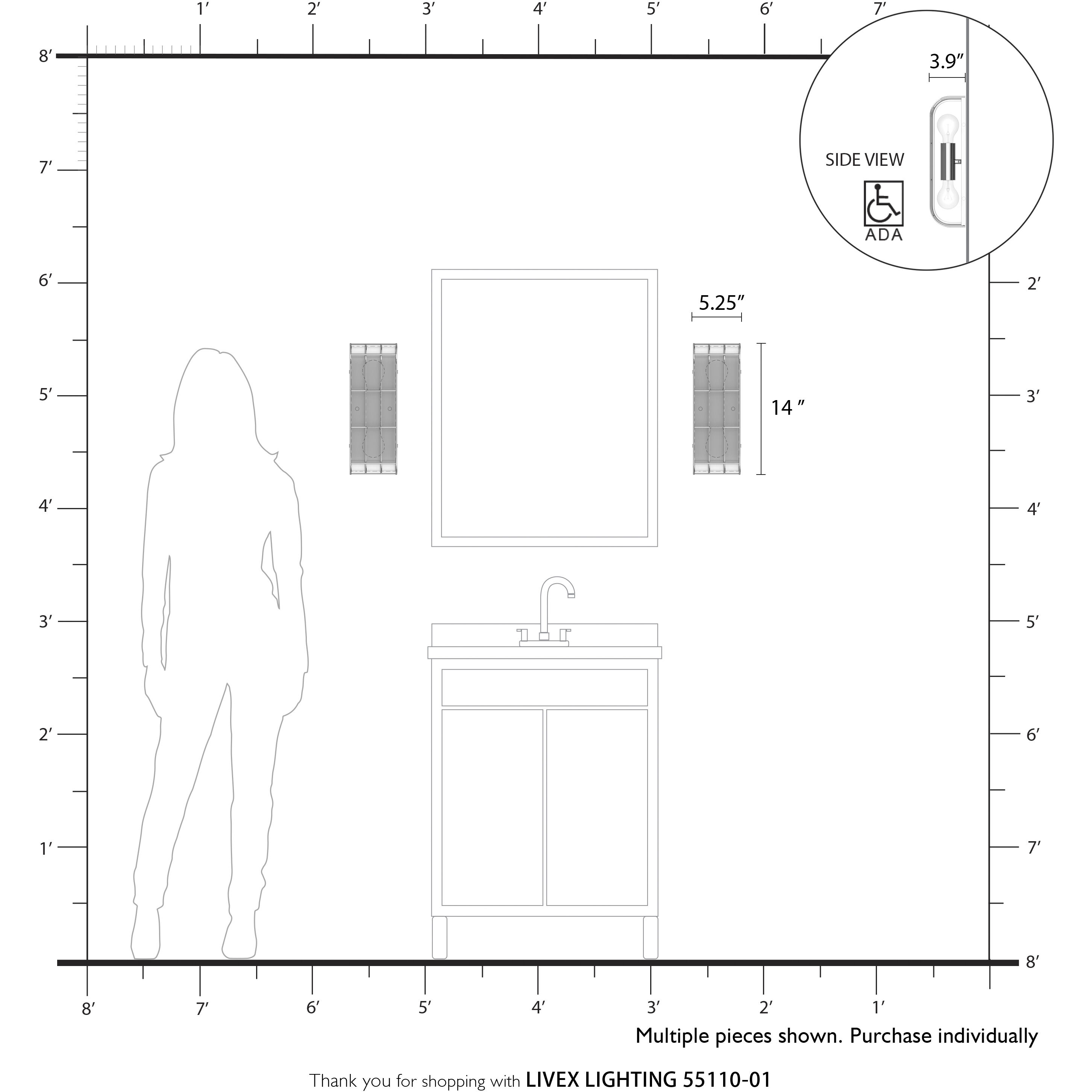 Blanchard 2 Light 14 inch Antique Brass ADA Wall Sconce Wall Light