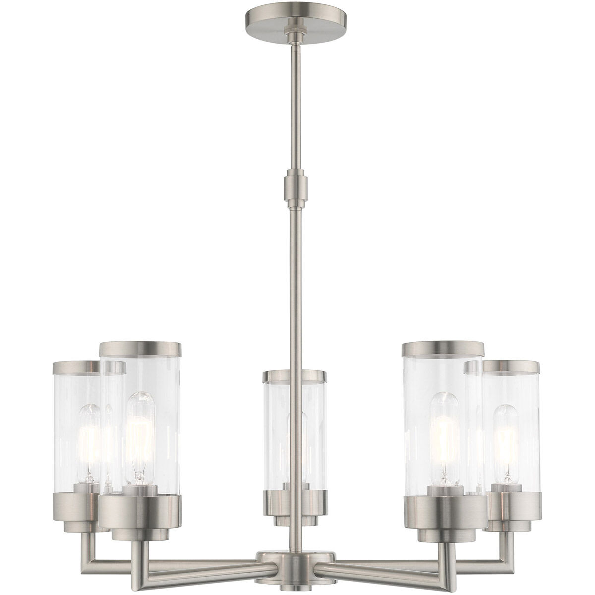Hillcrest 5 Light 26 inch Brushed Nickel Chandelier Ceiling Light