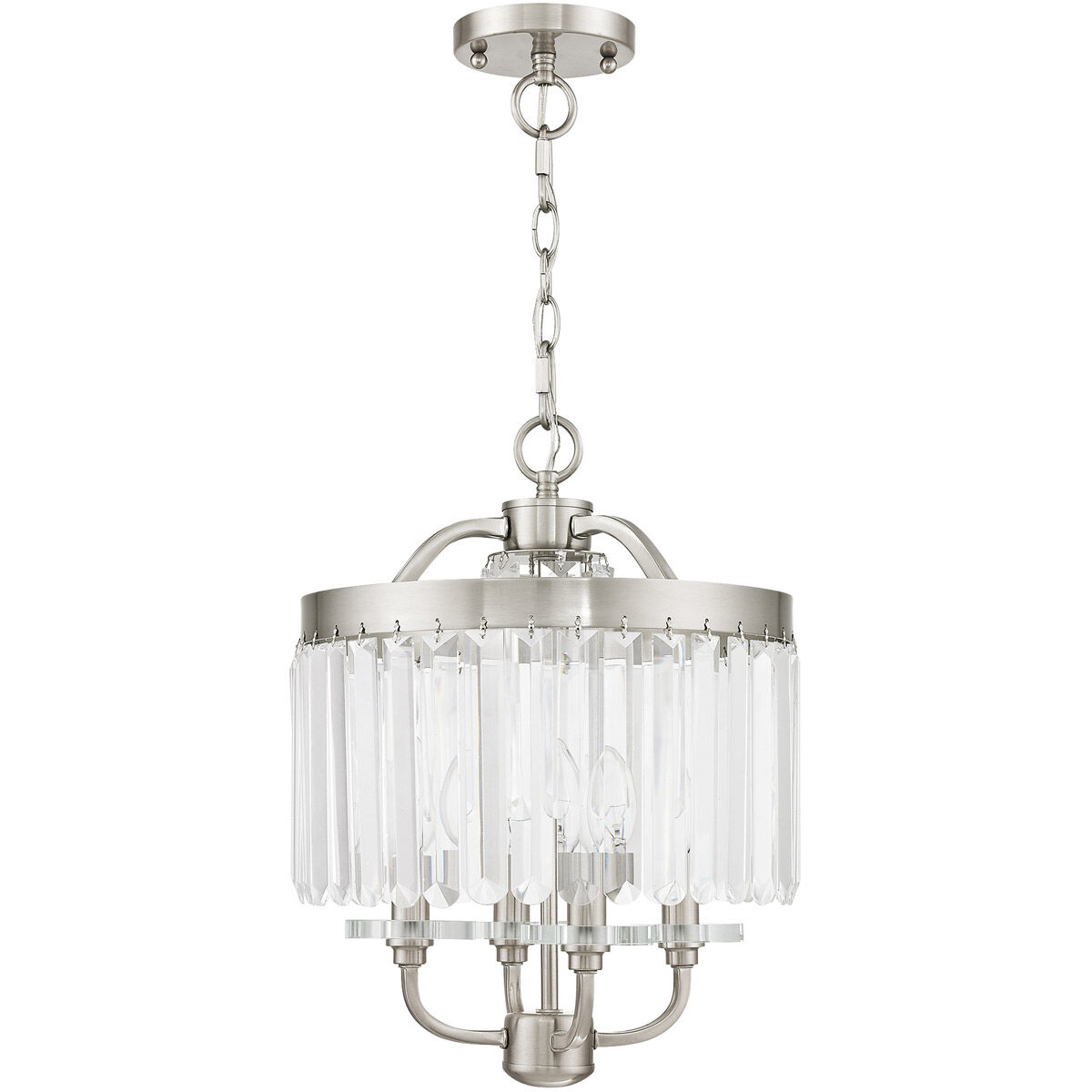 Ashton 4 Light 13 inch Brushed Nickel Convertible Mini Chandelier/Ceiling Mount Ceiling Light