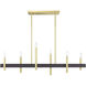 Denmark 6 Light 40 inch Satin Brass with Bronze Accents Linear Chandelier Ceiling Light