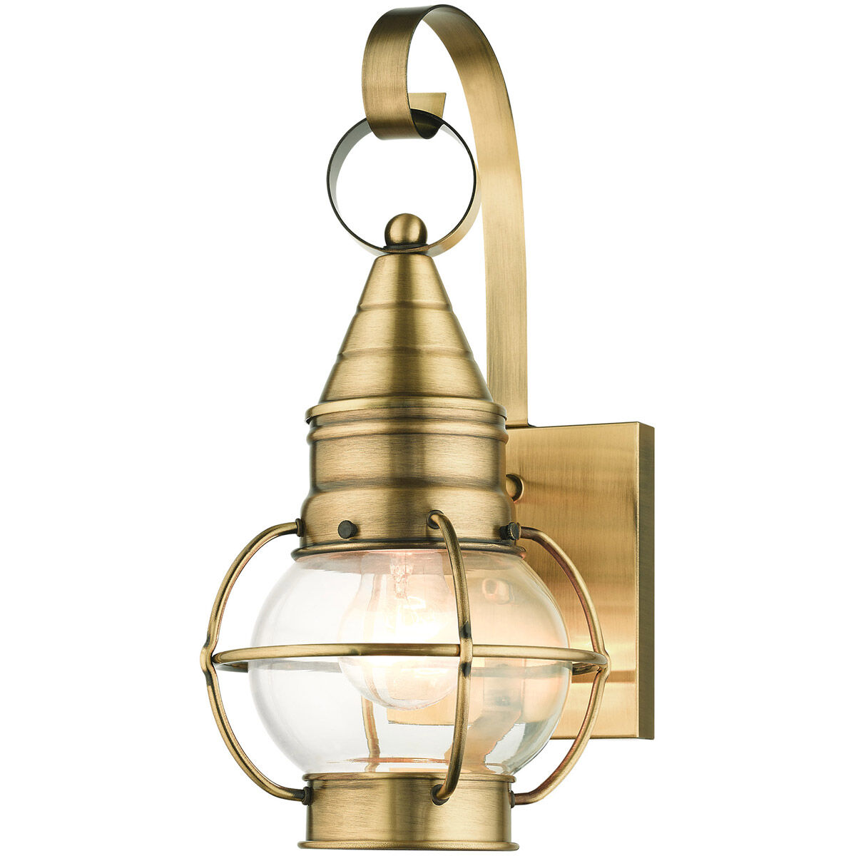 Newburyport 1 Light 14 inch Antique Brass Outdoor Wall Lantern