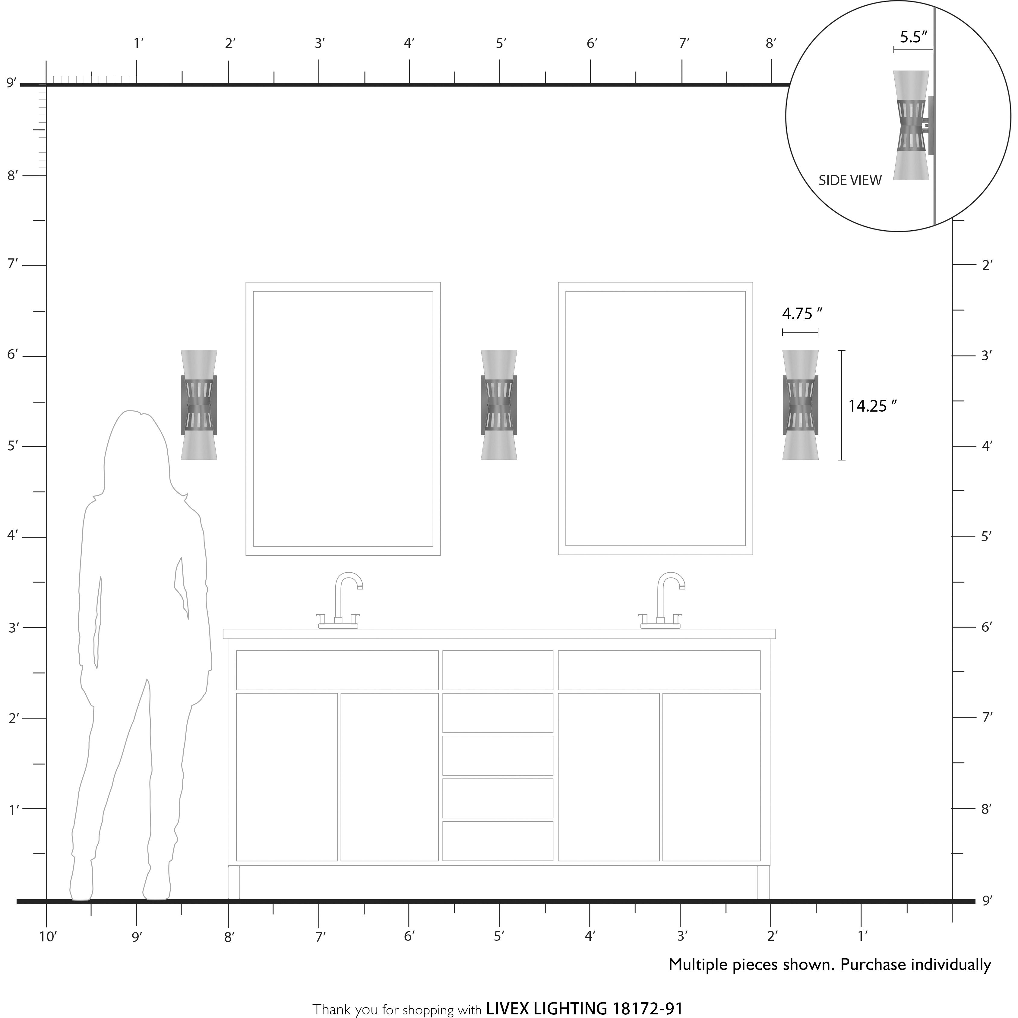 Bennington 2 Light 14.25 inch Brushed Nickel Sconce Wall Light