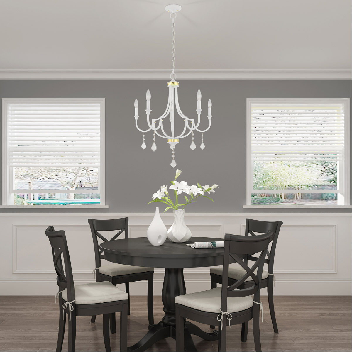 Glendale 5 Light 24.5 inch White Chandelier Ceiling Light