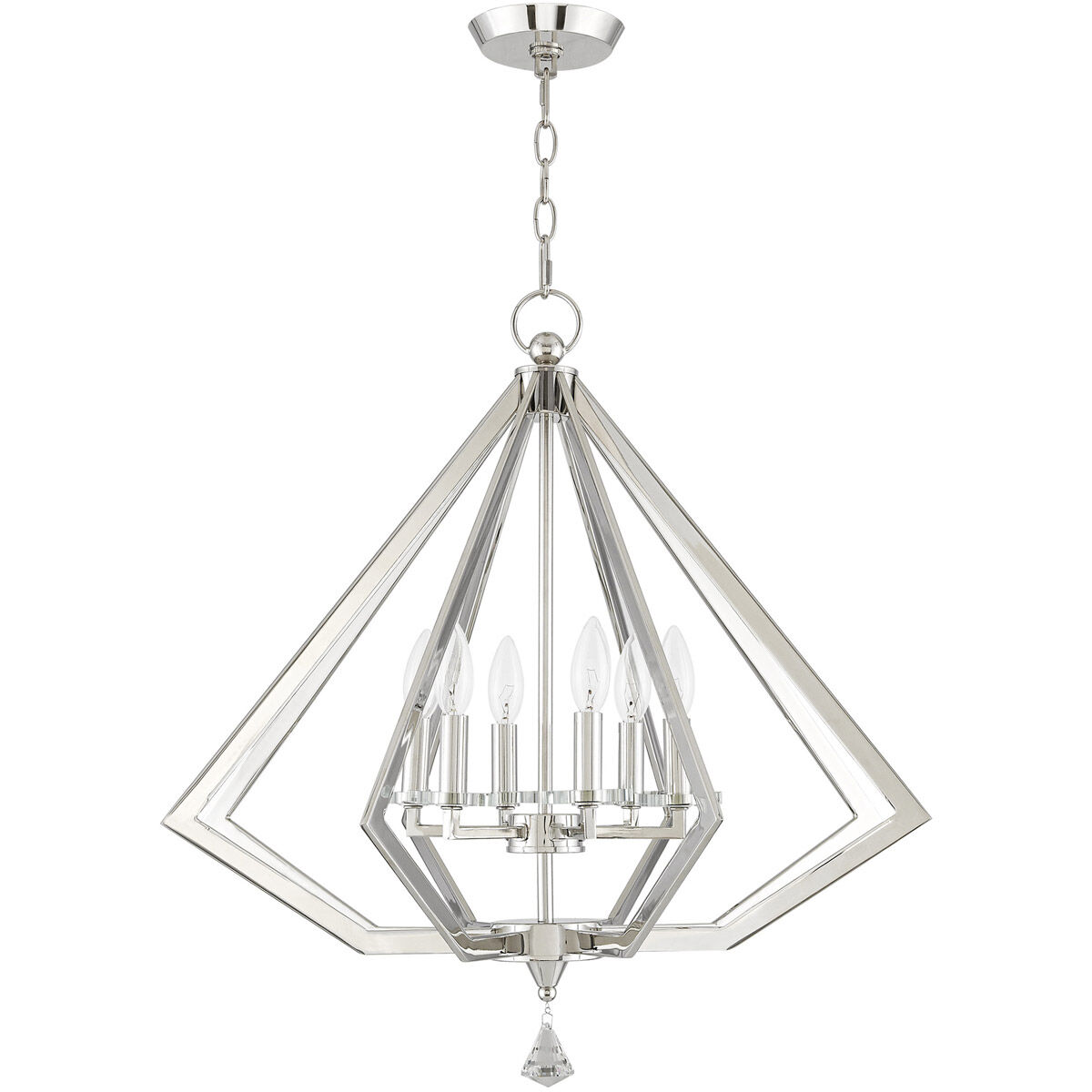 Diamond 6 Light 25 inch Polished Nickel Chandelier Ceiling Light