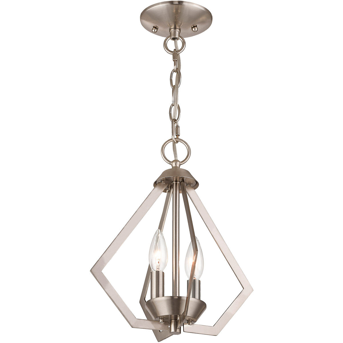 Prism 2 Light 11 inch Brushed Nickel Convertible Mini Chandelier/Ceiling Mount Ceiling Light