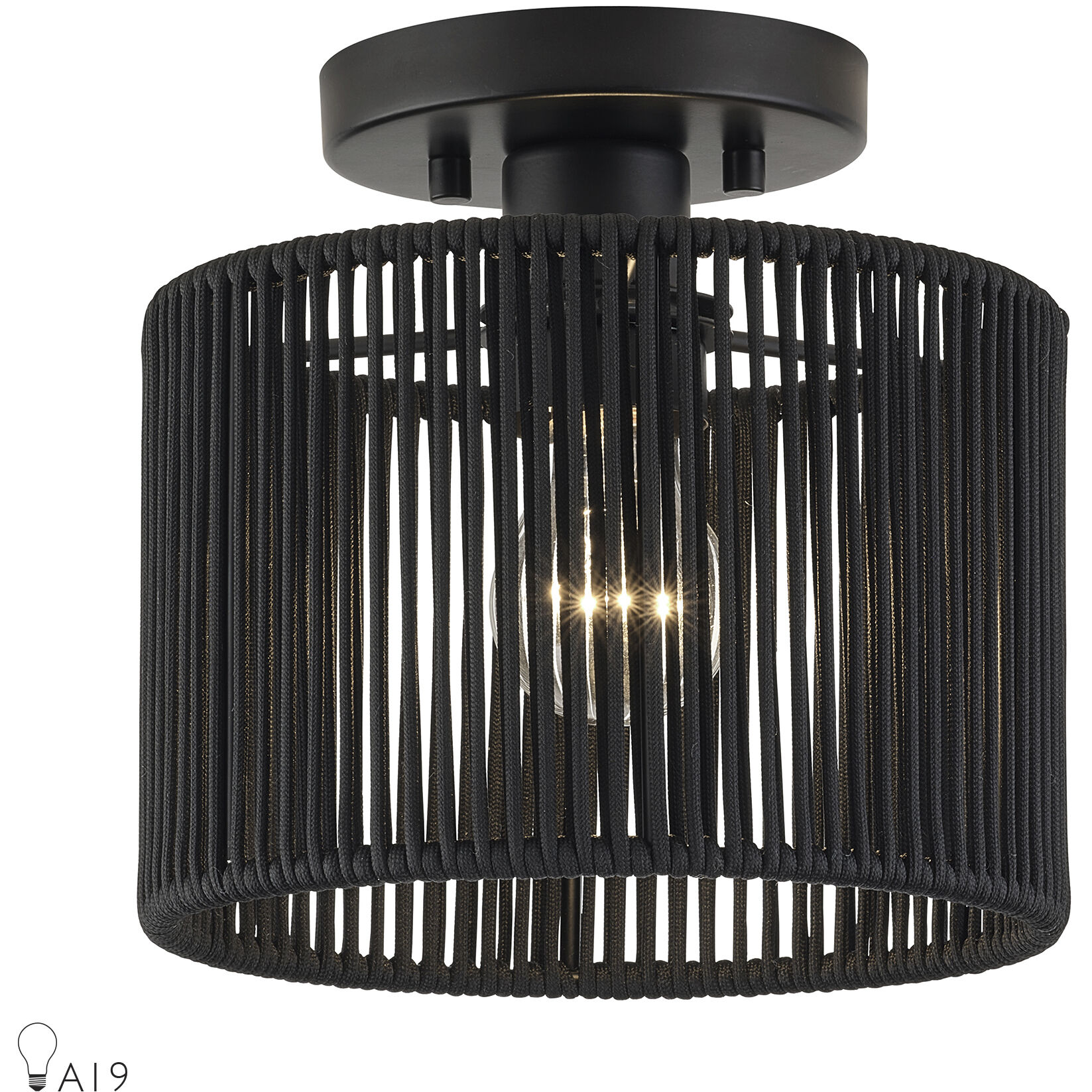 Acordia 1 Light 8.5 inch Black Semi Flush Mount Ceiling Light, Small