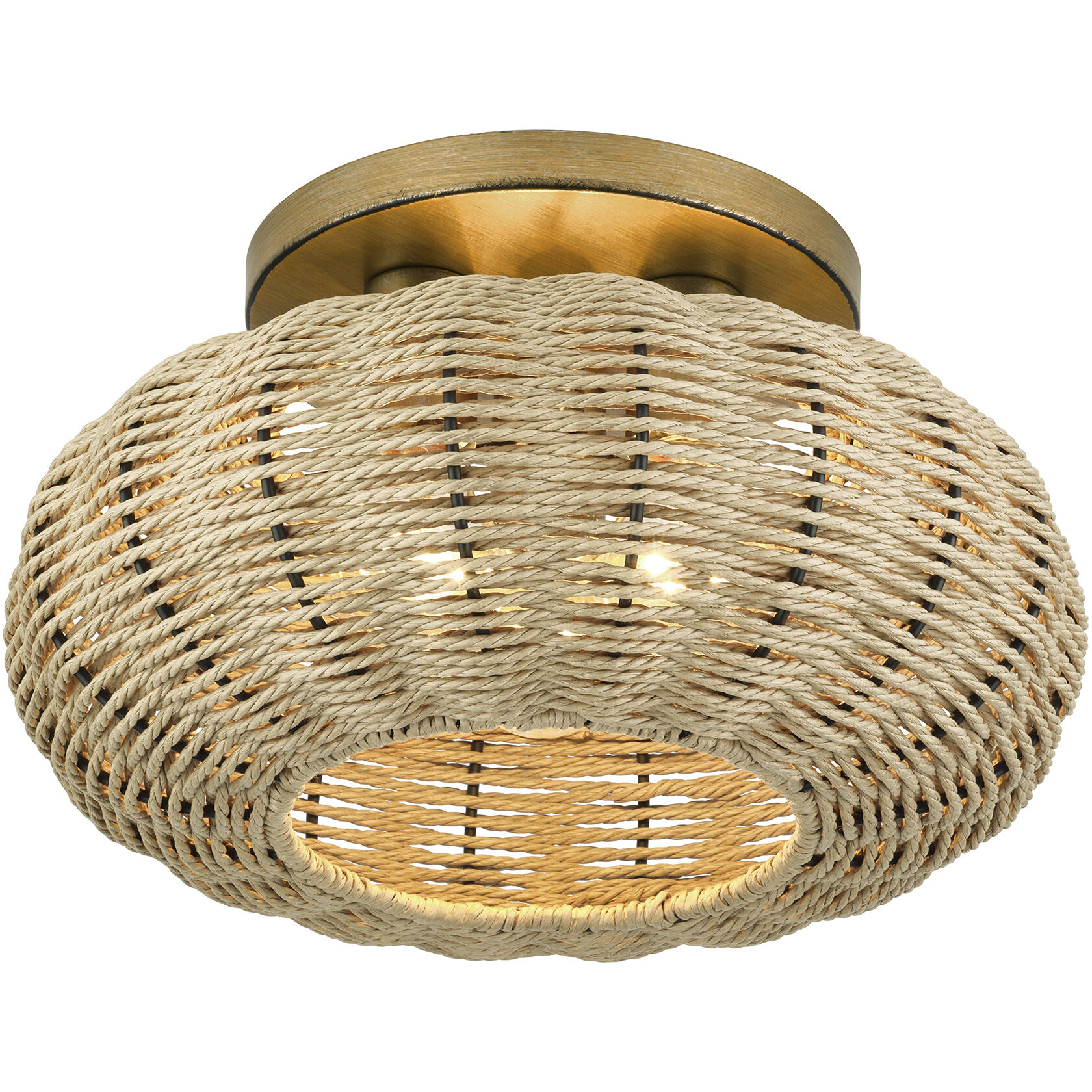 Summervine 3 Light 14 inch Antique Gold Leaf Semi Flush Mount Ceiling Light, Large