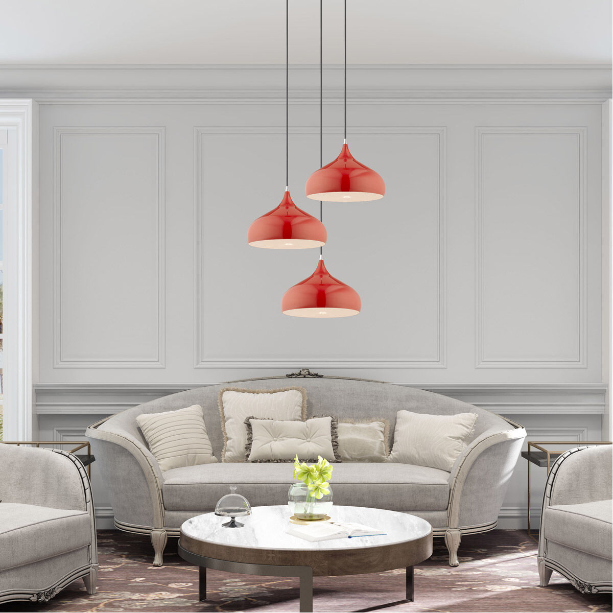 Allison 1 Light 16 inch Shiny Red Mini Pendant Ceiling Light