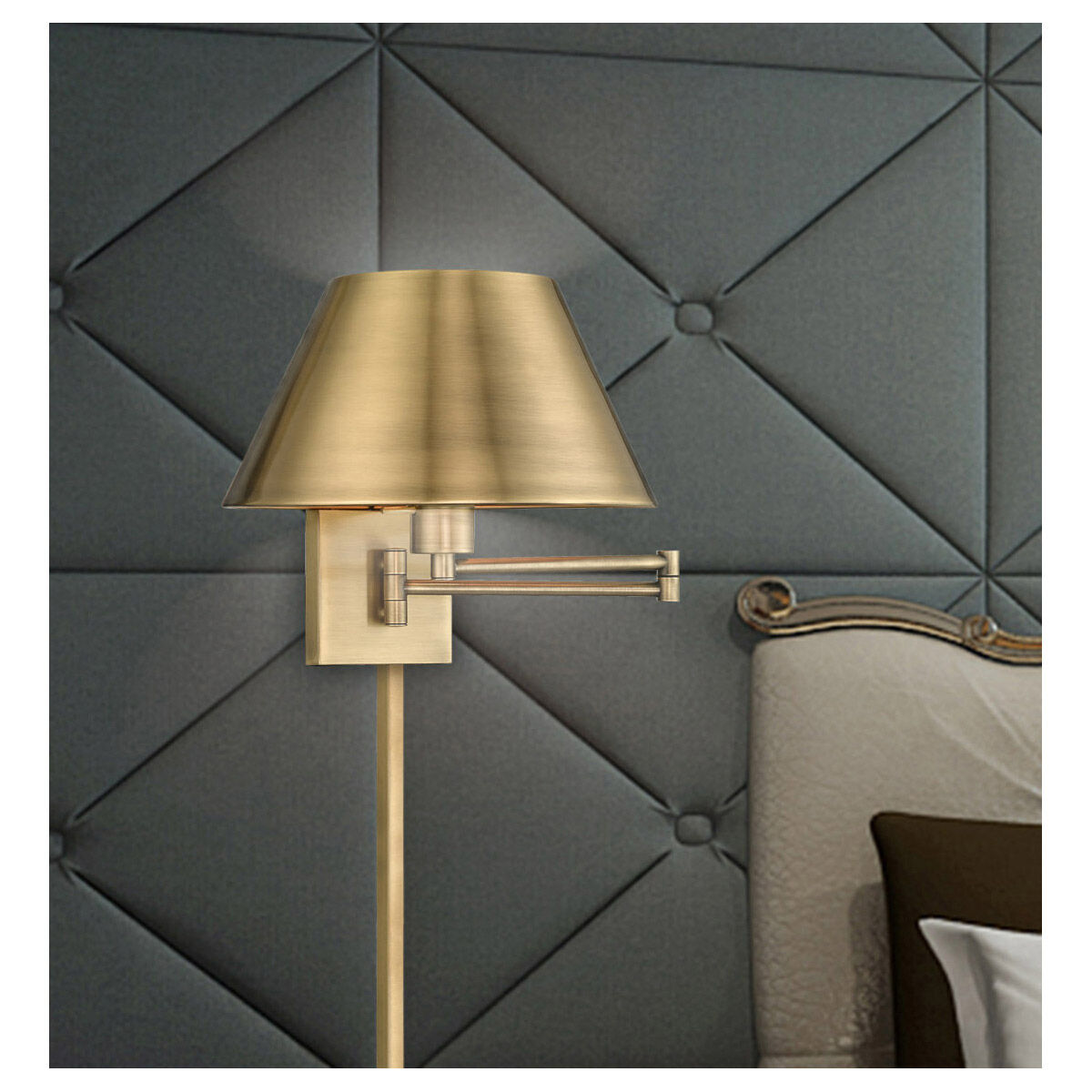 Allison 25 inch 100.00 watt Antique Brass Swing Arm Wall Lamp Wall Light