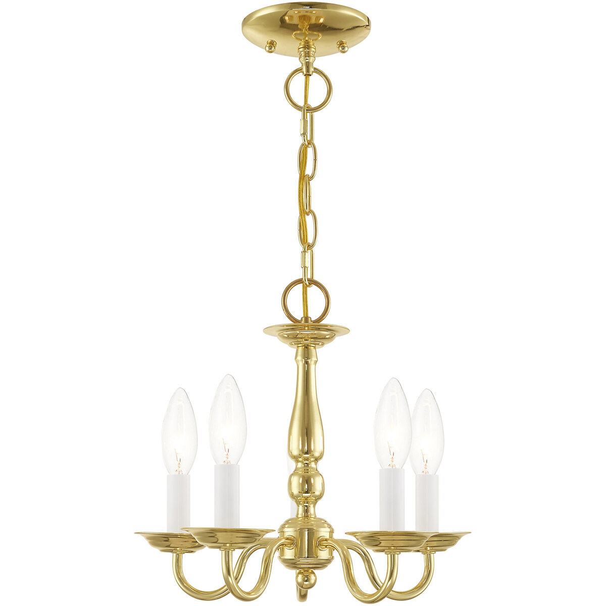 Williamsburgh 5 Light 13 inch Polished Brass Convertible Mini Chandelier/Ceiling Mount Ceiling Light