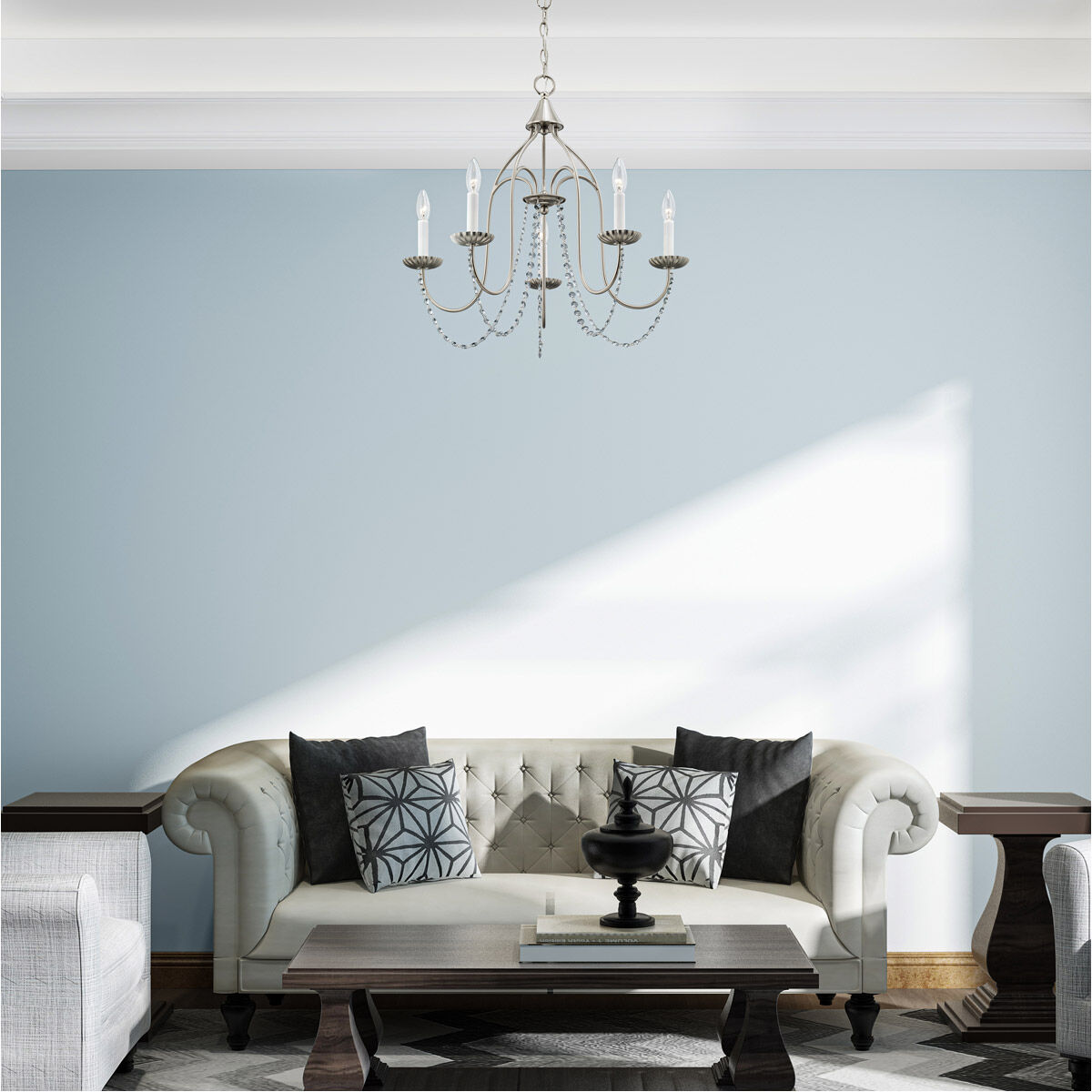 Alessia 5 Light 24 inch Brushed Nickel Chandelier Ceiling Light