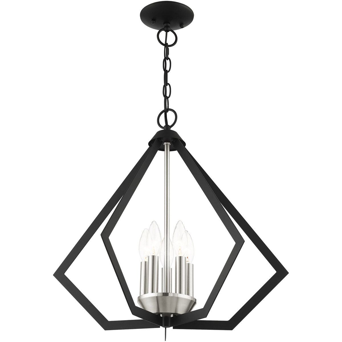 Prism 5 Light 20 inch Black with Brushed Nickel Cluster Chandelier Ceiling Light 