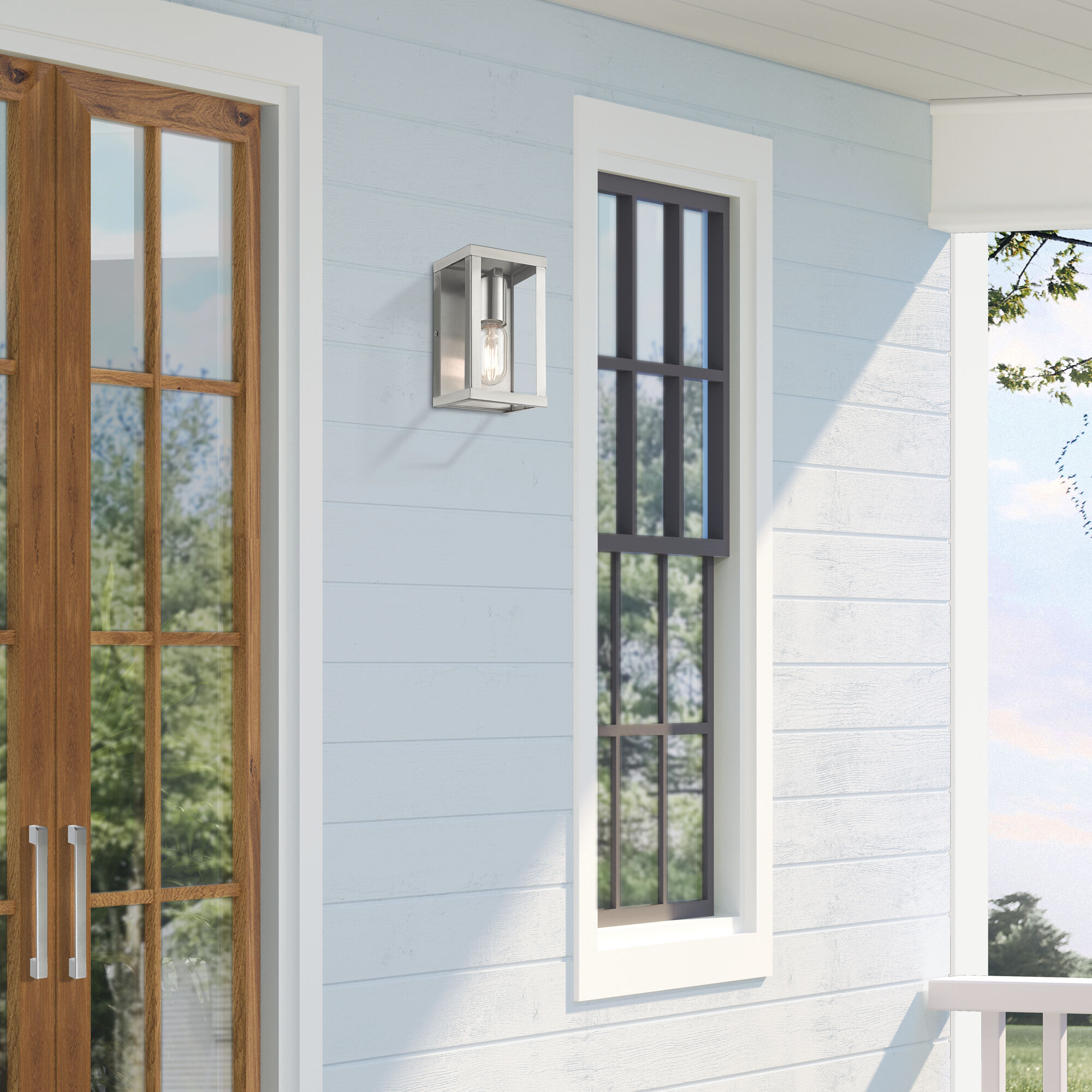 Gaffney 1 Light 8 inch Brushed Nickel Outdoor Wall Lantern, Small