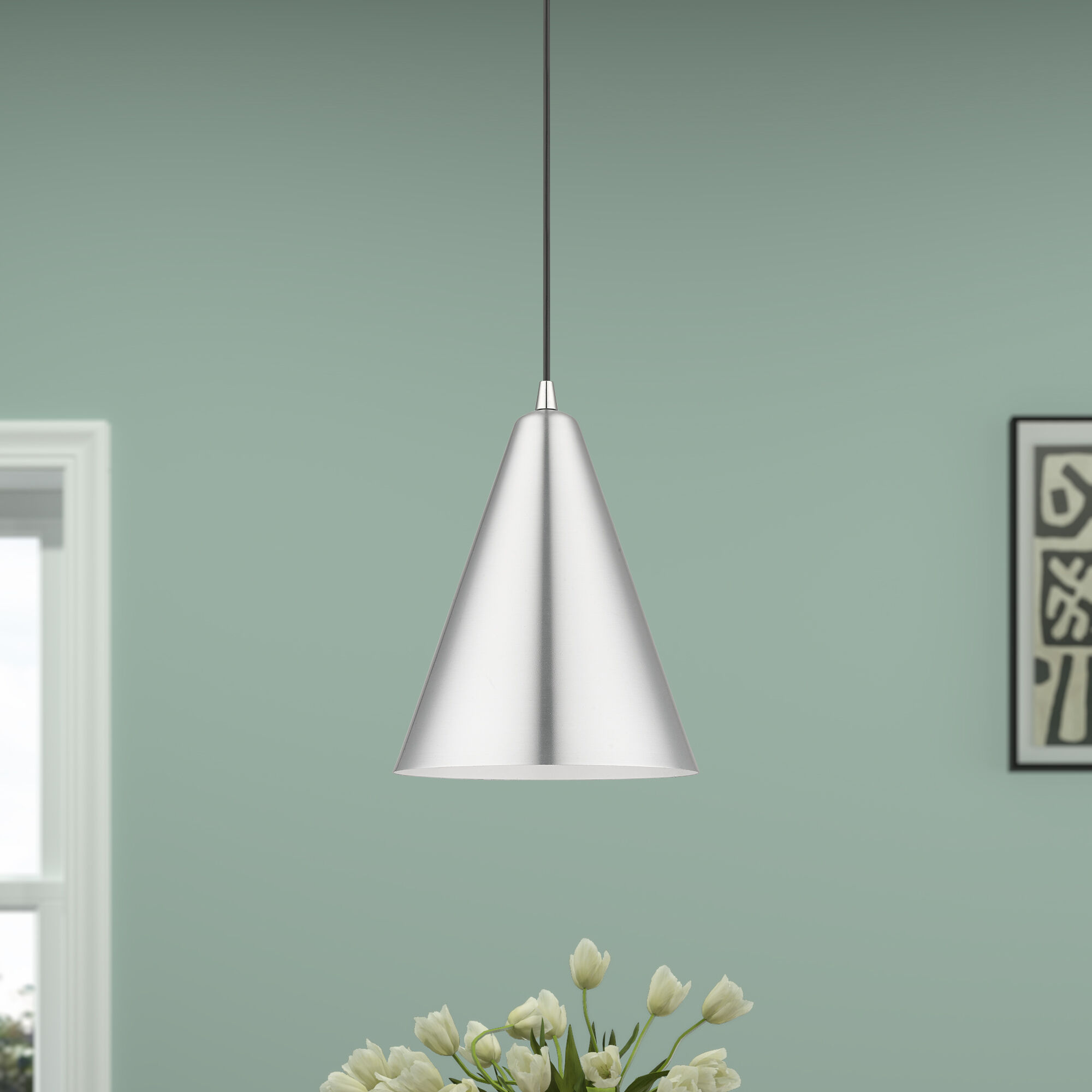 Dulce 1 Light 10 inch Brushed Aluminum with Polished Chrome Accents Pendant Ceiling Light