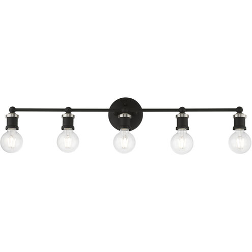 Lansdale 5 Light 34 inch Black with Brushed Nickel Accents Vanity Sconce Wall Light, Large