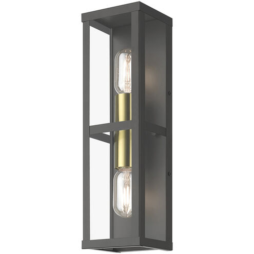 Gaffney 2 Light 16 inch Bronze with Antique Gold Finish Accents Outdoor ADA Wall Lantern