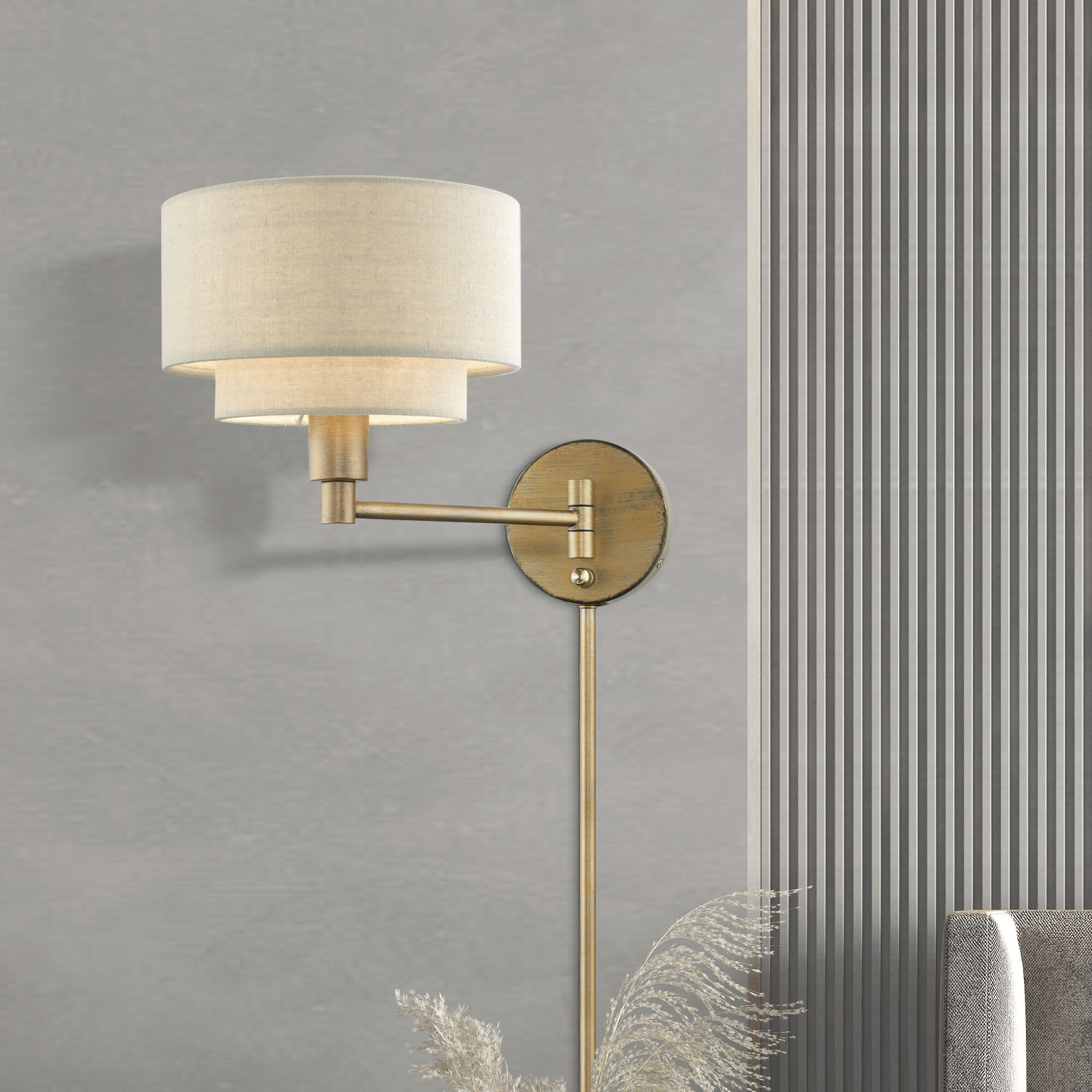 Bellingham 15.25 inch 60.00 watt Antique Gold Leaf Swing Arm Wall Lamp Wall Light