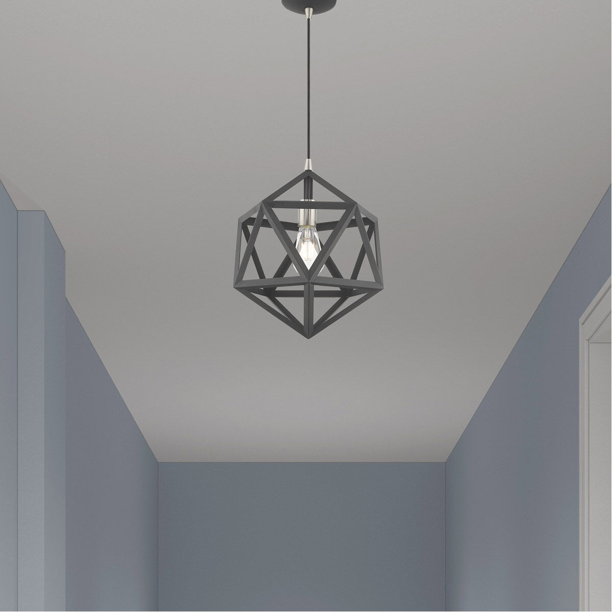 Geometric 1 Light 13 inch Scandinavian Gray Mini Pendant Ceiling Light