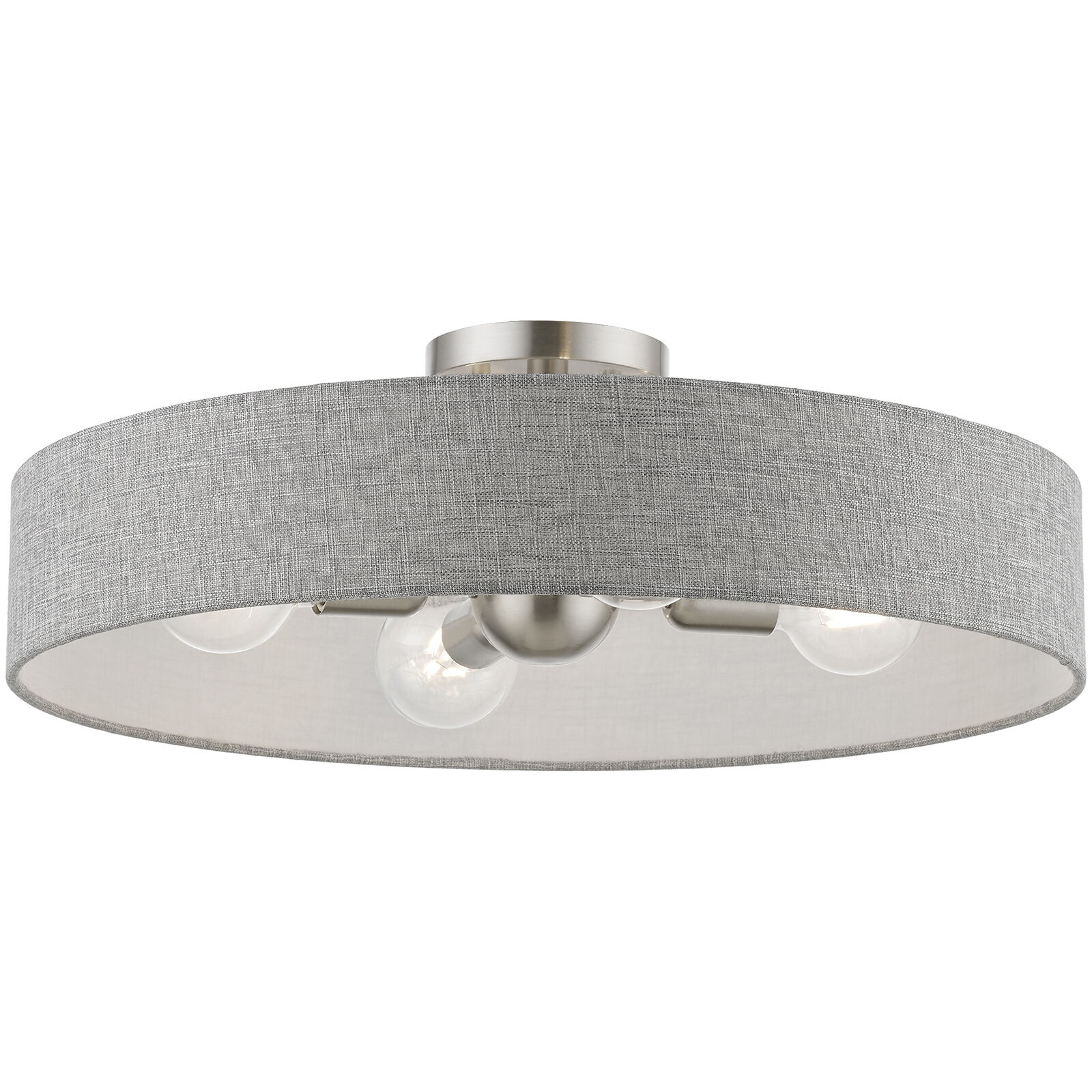 Elmhurst 4 Light 22 inch Brushed Nickel with Shiny White Accents Semi-Flush Ceiling Light, Large