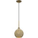 Summervine 1 Light 8 inch Antique Gold Leaf Mini Globe Pendant Ceiling Light, Mini Globe