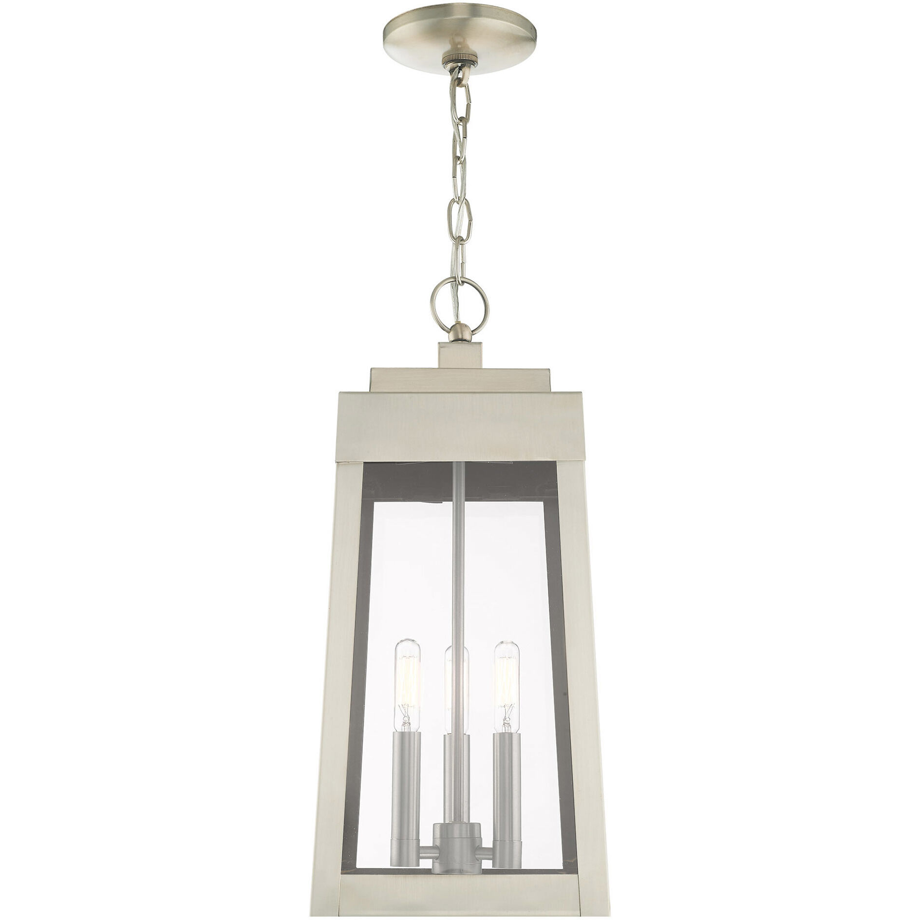 Oslo 3 Light 8 inch Brushed Nickel Outdoor Pendant Lantern