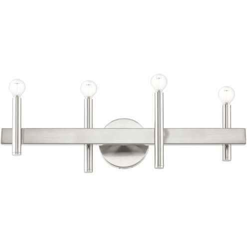 Denmark 4 Light 24 inch Brushed Nickel with Bronze Accents Vanity Sconce Wall Light