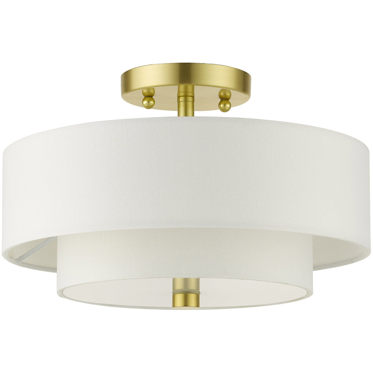 Meridian 2 Light 11 inch Satin Brass Semi Flush Ceiling Light