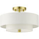 Meridian 2 Light 11 inch Satin Brass Semi Flush Ceiling Light
