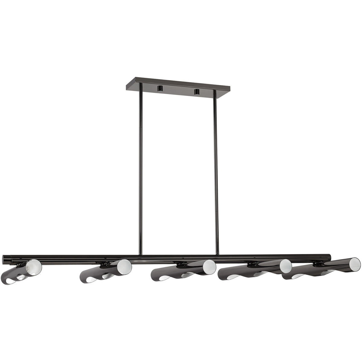 Acra 10 Light 50 inch Black Chrome Linear Chandelier Ceiling Light
