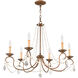 Pennington 6 Light 28 inch Hand Applied Venetian Golden Bronze Chandelier Ceiling Light