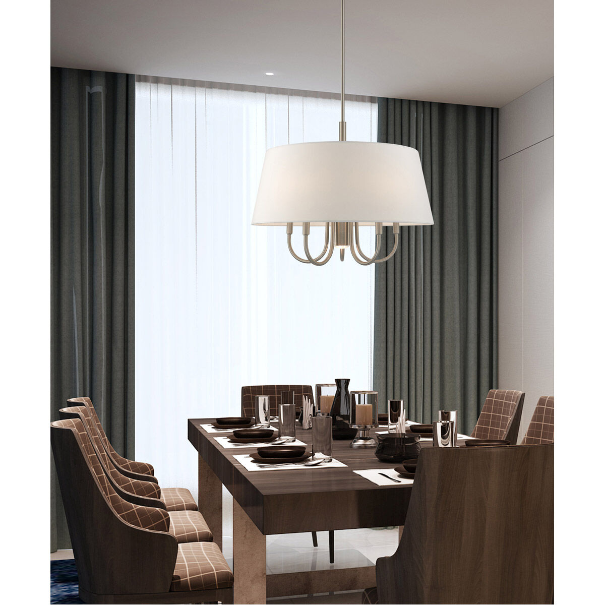 Belclaire 6 Light 24 inch Brushed Nickel Pendant Chandelier Ceiling Light