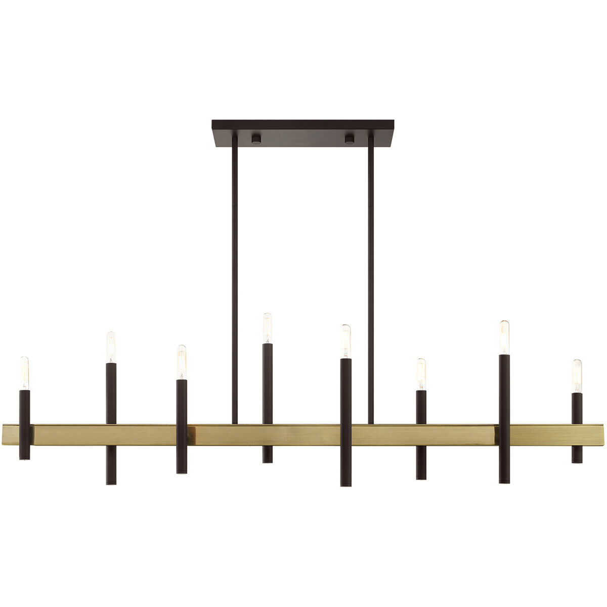 Denmark 8 Light 9.25 inch Bronze with Antique Brass Accents Chandelier Ceiling Light