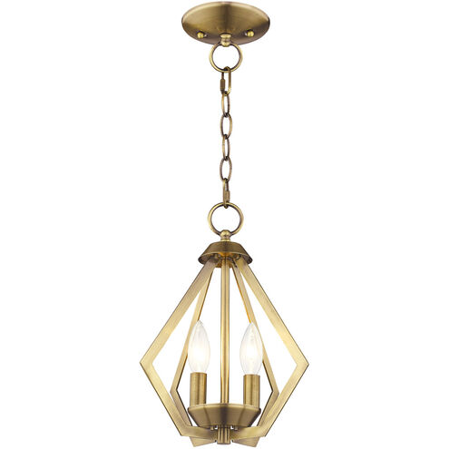 Prism 2 Light 11 inch Antique Brass Convertible Mini Chandelier/Ceiling Mount Ceiling Light