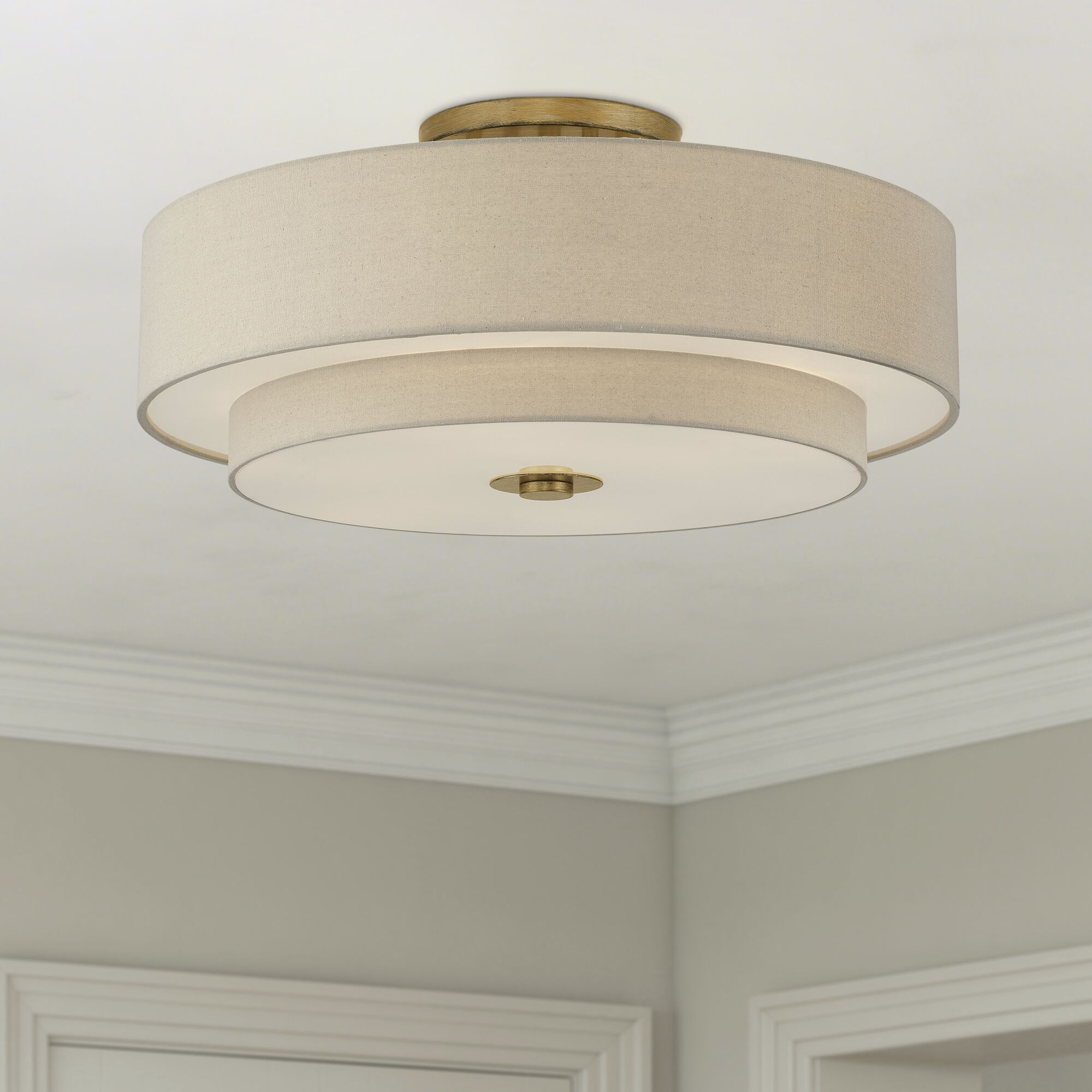 Bellingham 6 Light 30 inch Antique Gold Leaf Semi Flush Mount Ceiling Light, Extra Large