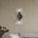 Downtown 2 Light 6.5 inch Black with Brushed Nickel Accents Vanity Sconce Wall Light, Sphere