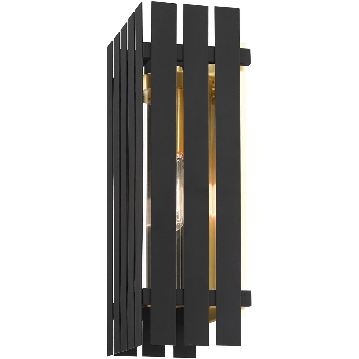 Greenwich 1 Light 17 inch Black with Satin Brass Accents Outdoor Wall Lantern