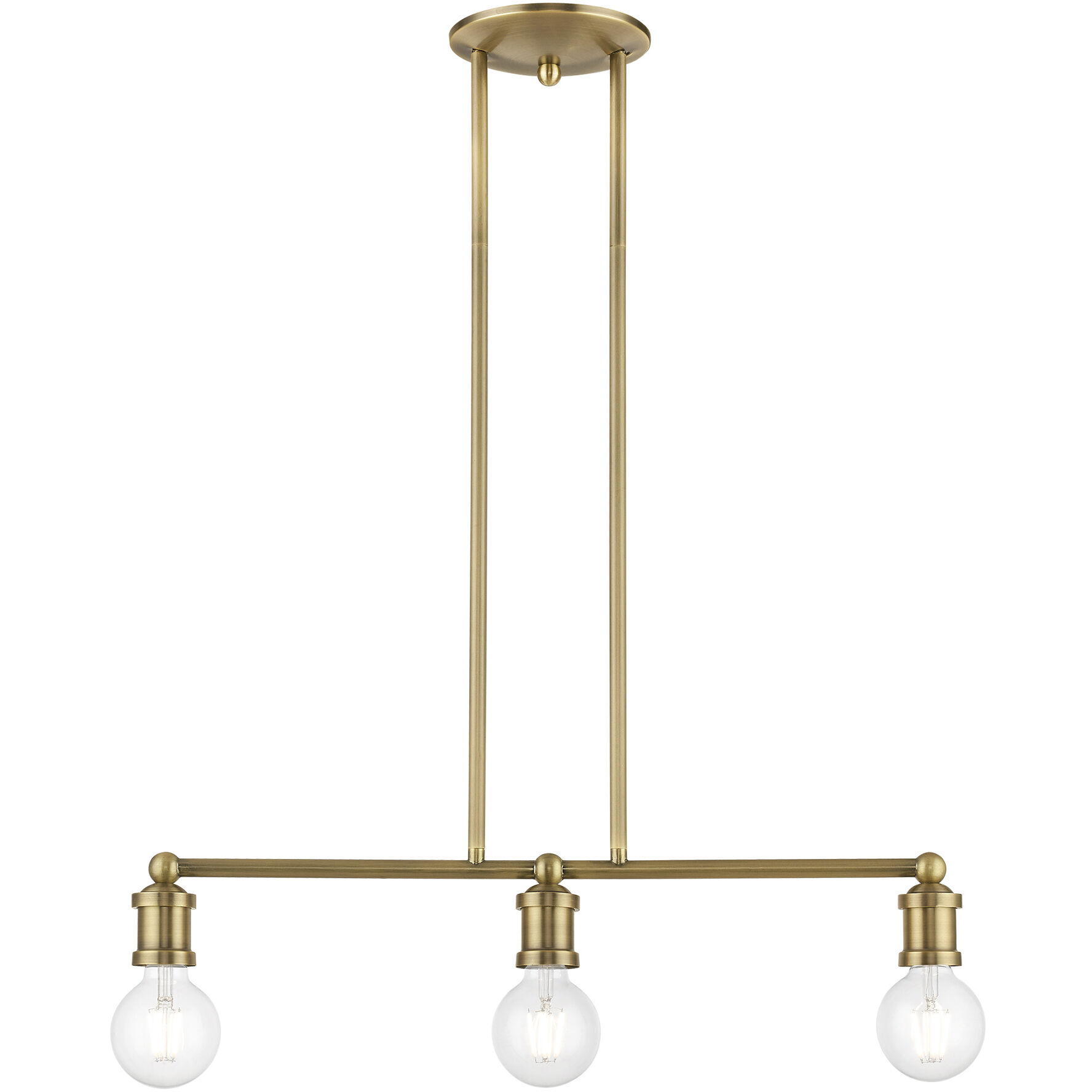 Lansdale 3 Light 24 inch Antique Brass Linear Chandelier Ceiling Light
