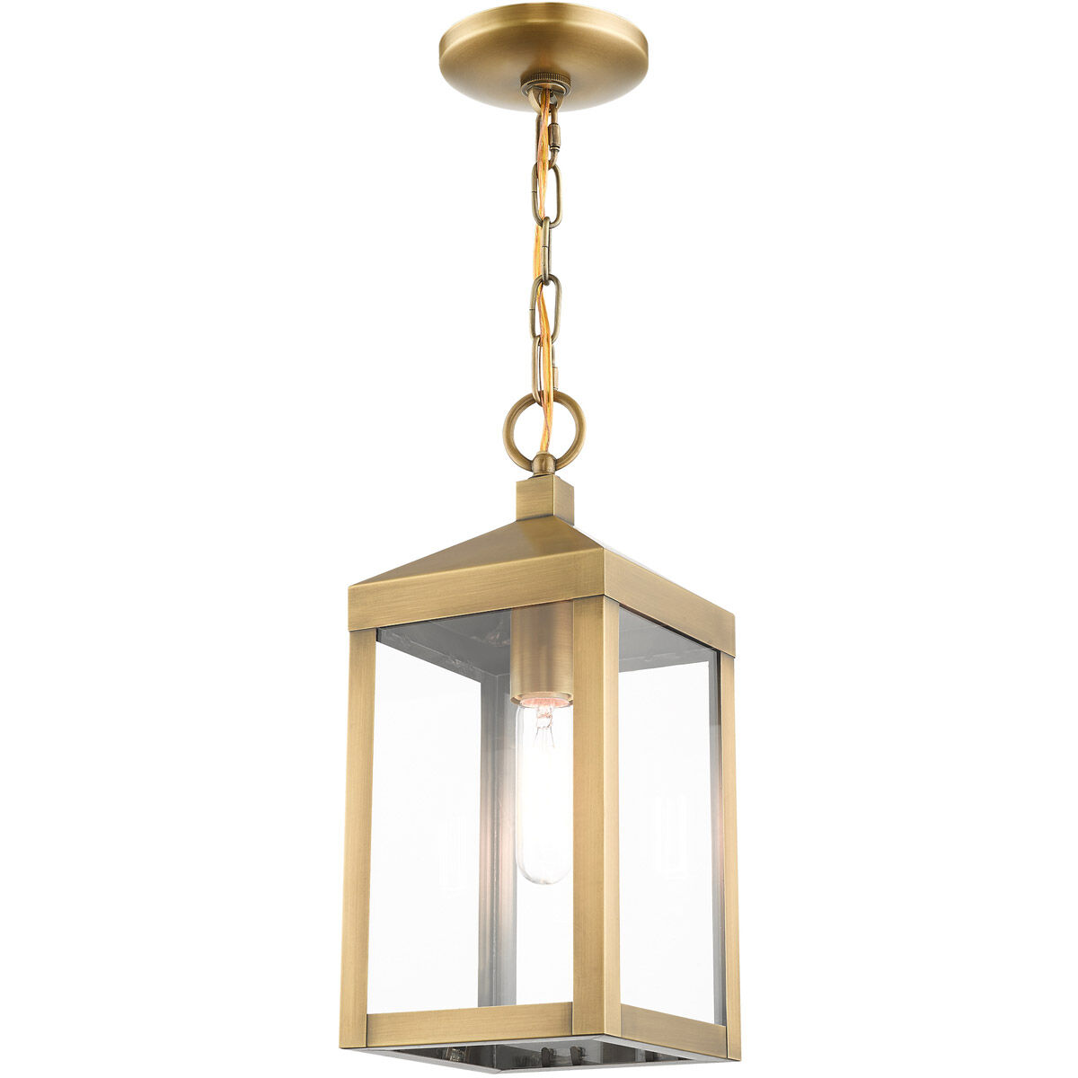 Nyack 1 Light 6 inch Antique Brass Outdoor Pendant Lantern