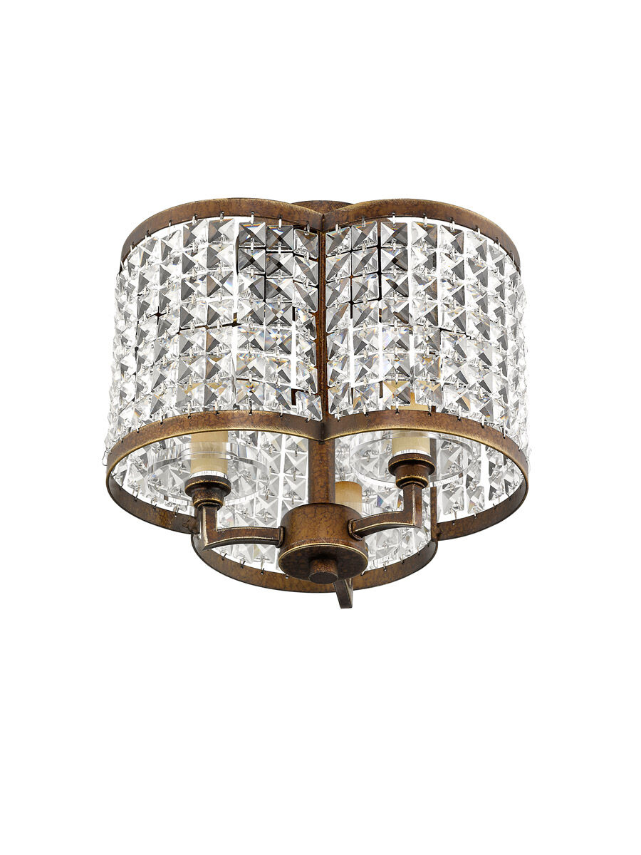 Grammercy 3 Light 12 inch Hand Painted Palacial Bronze Semi-Flush Mount Ceiling Light