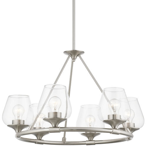 Willow 6 Light 26 inch Brushed Nickel Chandelier Ceiling Light