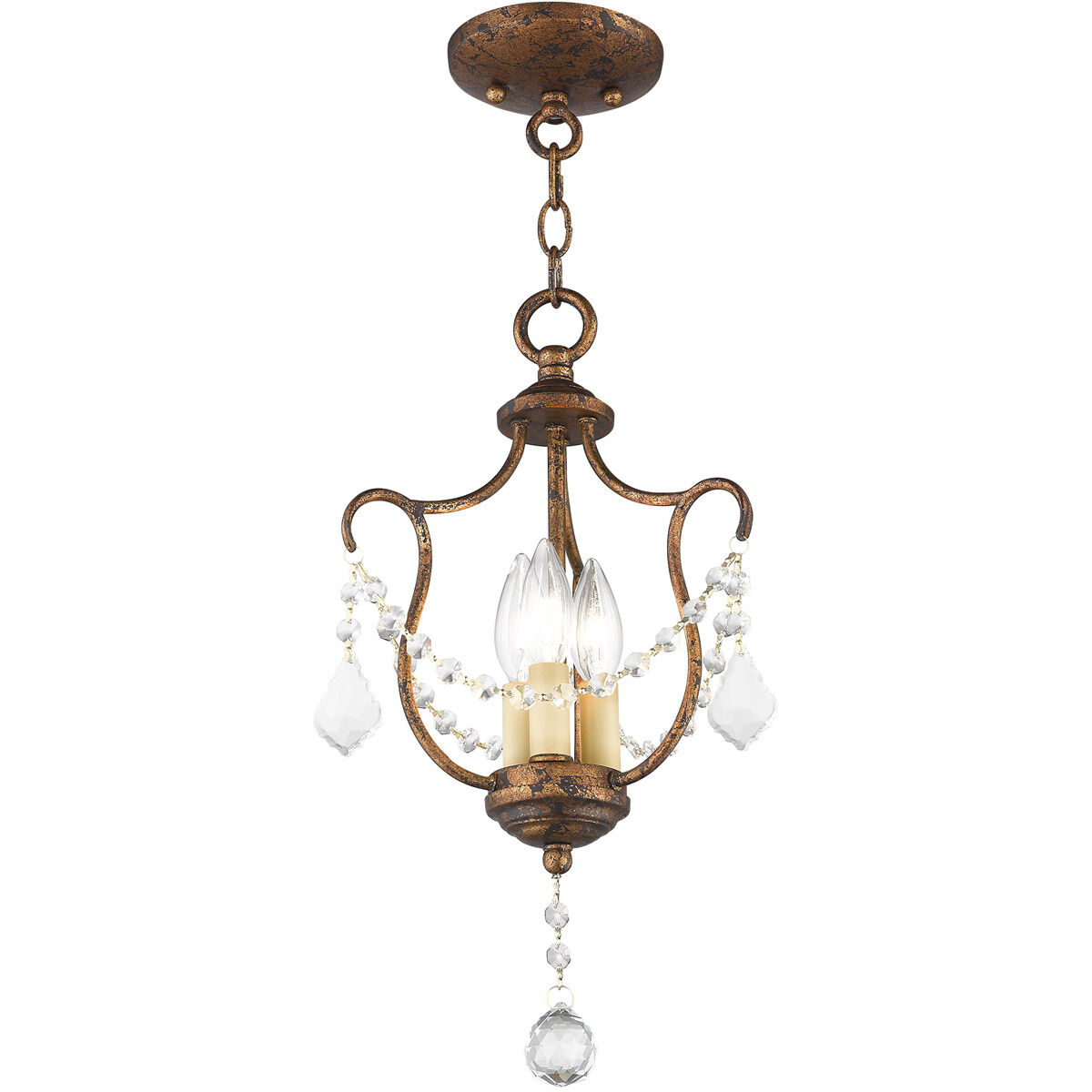 Chesterfield 3 Light 10 inch Hand Applied Venetian Golden Bronze Convertible Mini Pendant/Ceiling Mount Ceiling Light
