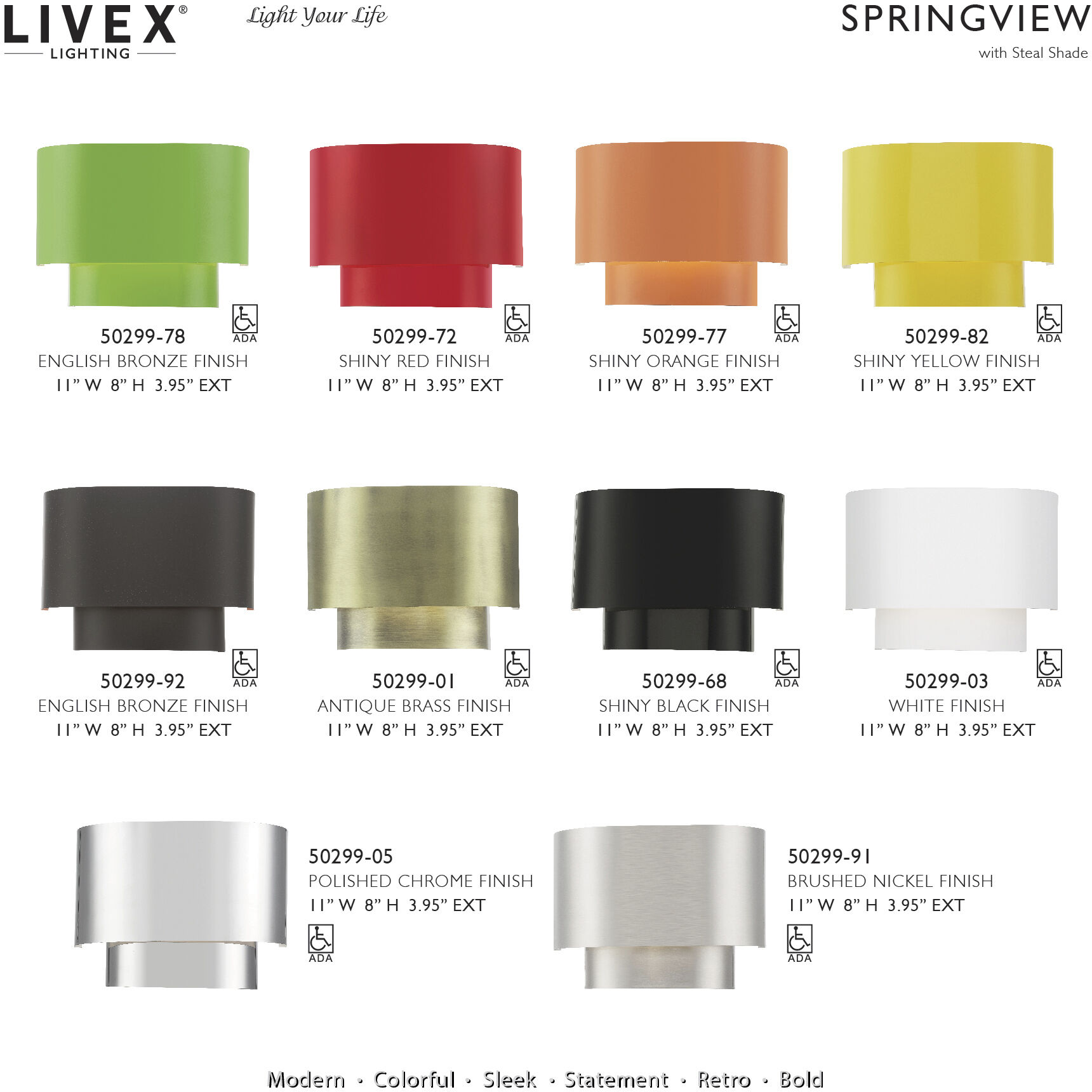 Springview 1 Light 11 inch White ADA Wall Sconce Wall Light