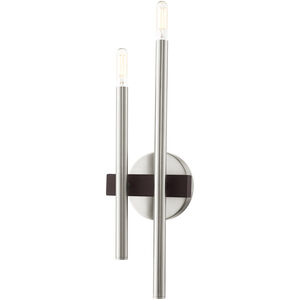 Denmark 2 Light 7 inch Brushed Nickel with Bronze Accents ADA Sconce Wall Light