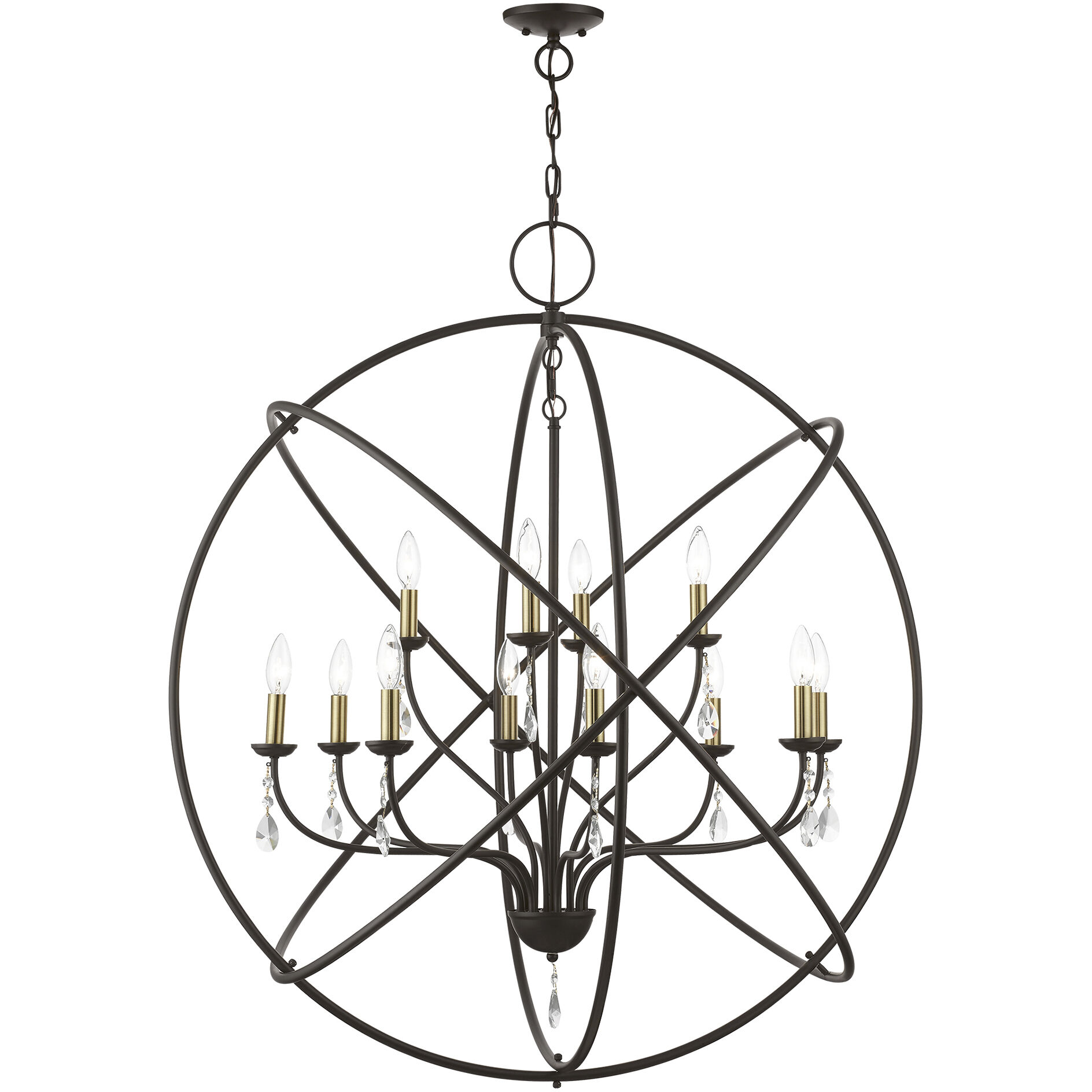 Aria 12 Light 40 inch Bronze with Antique Brass Finish Candles Grande Foyer Chandelier Ceiling Light
