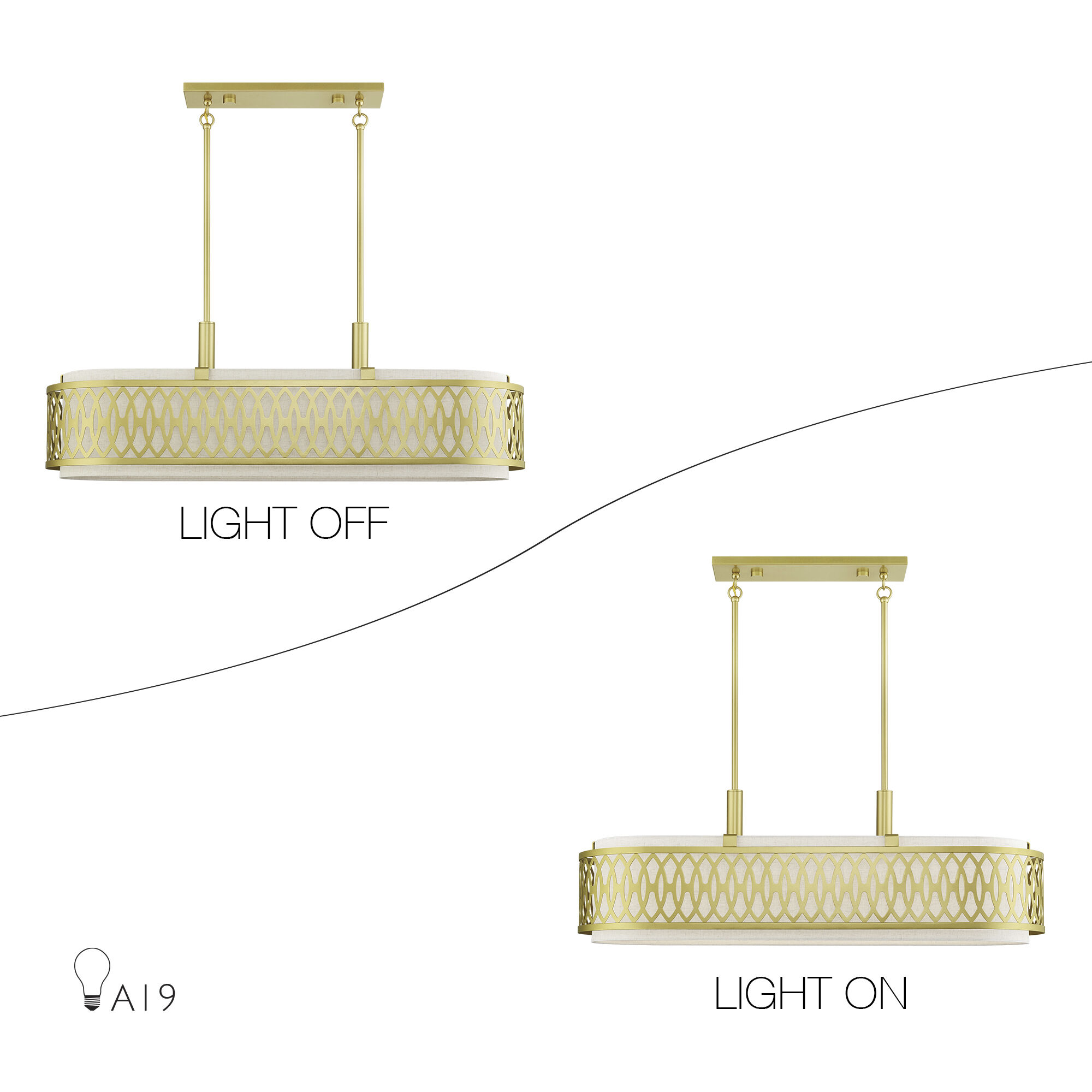 Vistaview 6 Light 42 inch Soft Gold Linear Chandelier Ceiling Light