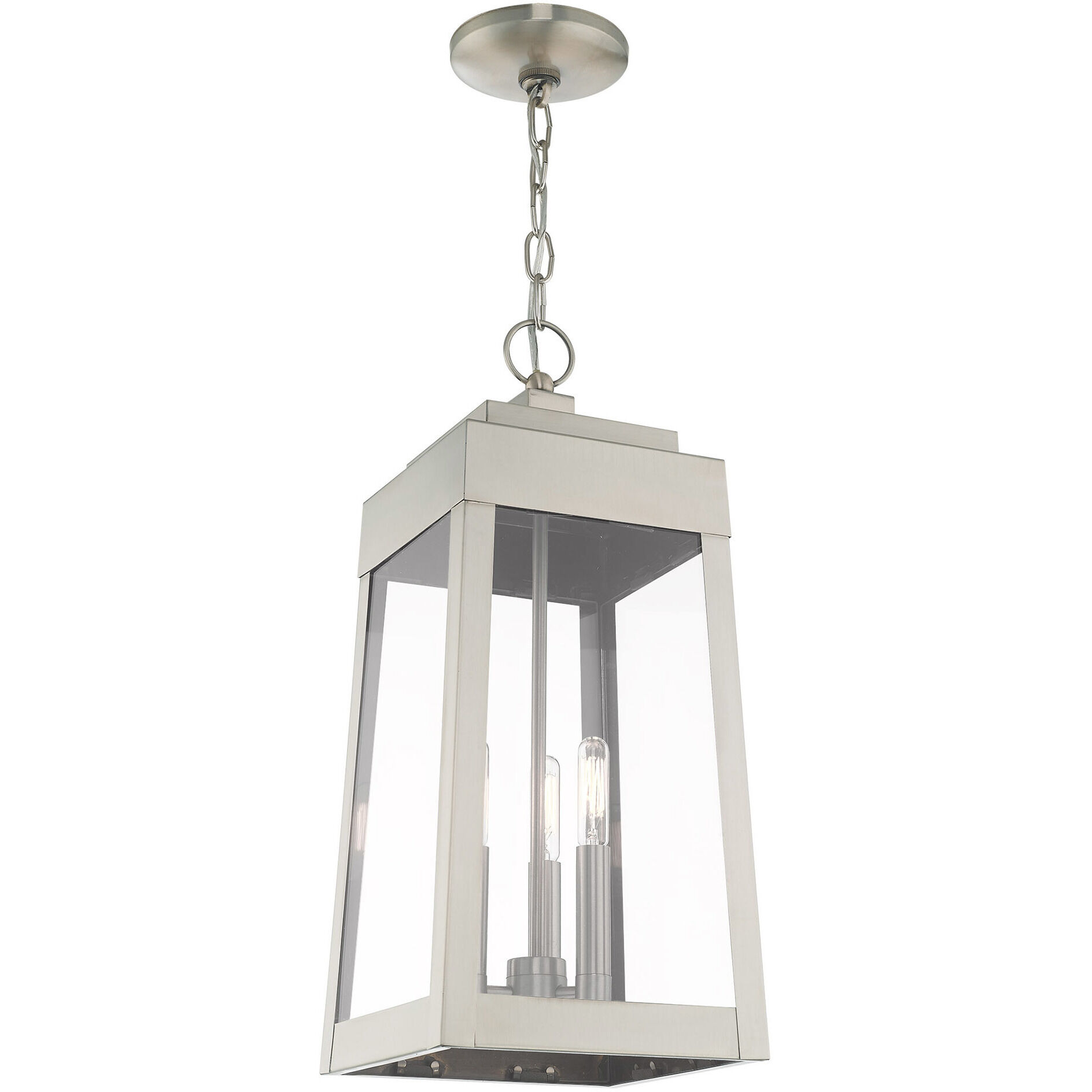 Oslo 3 Light 8 inch Brushed Nickel Outdoor Pendant Lantern