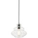 Everett 1 Light 9 inch Shiny Black with Chrome Finish Accents Pendant Ceiling Light