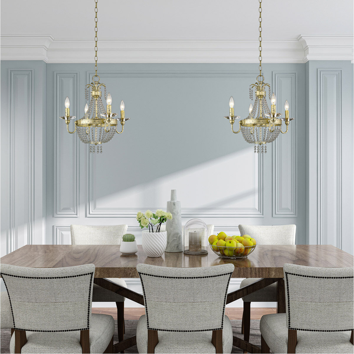 Valentina 4 Light 18 inch Hand Applied Winter Gold Convertible Mini Chandelier/Ceiling Mount Ceiling Light