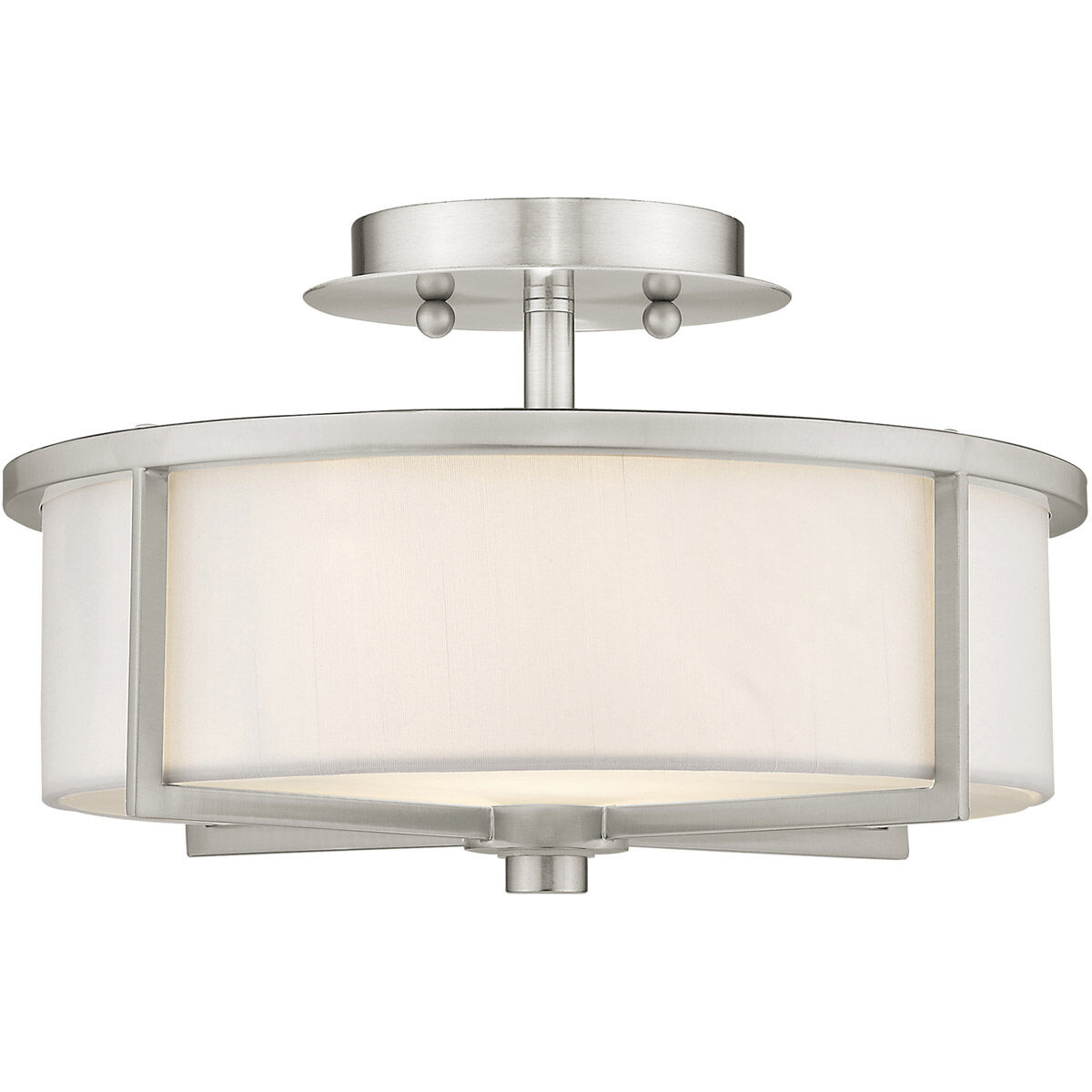 Wesley 2 Light 13 inch Brushed Nickel Semi-Flush Mount Ceiling Light
